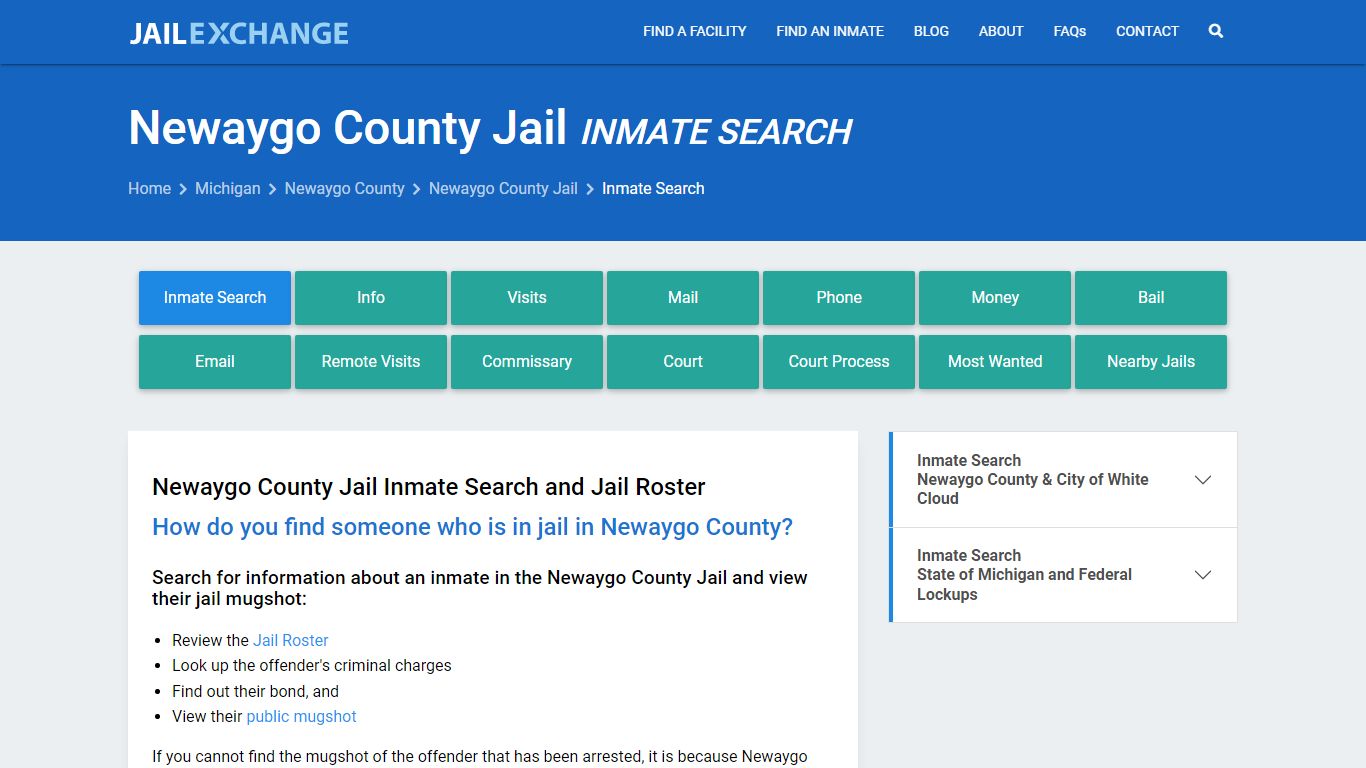 Inmate Search: Roster & Mugshots - Newaygo County Jail, MI